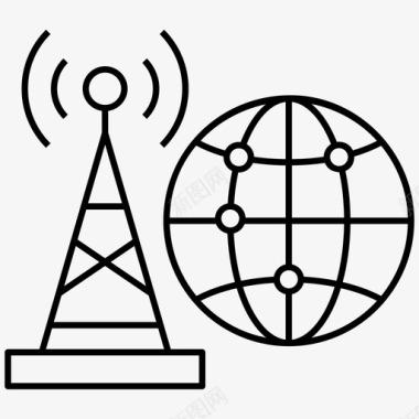 瞭望塔无线通信通信塔全球网络图标