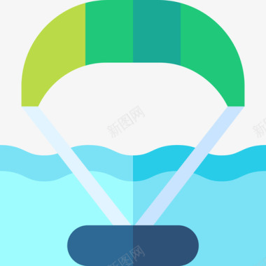 水上小船风筝冲浪水上运动9平坦图标