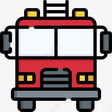 常用消防标识消防车运输200线性颜色图标