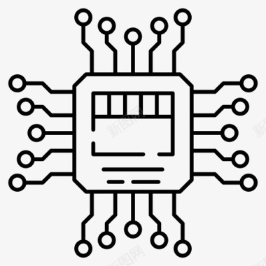 微型芯片微处理器中央处理器计算机芯片图标