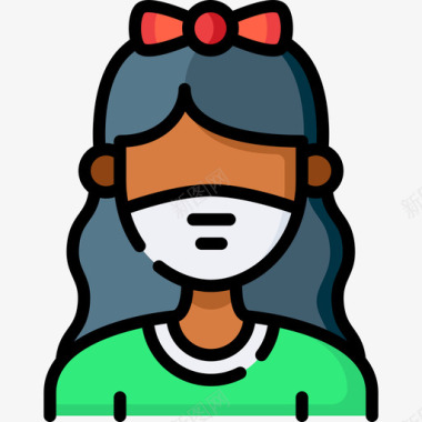女孩带医用面具的化身3线性颜色图标