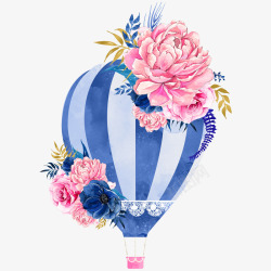 花朵蓝色热气球素材