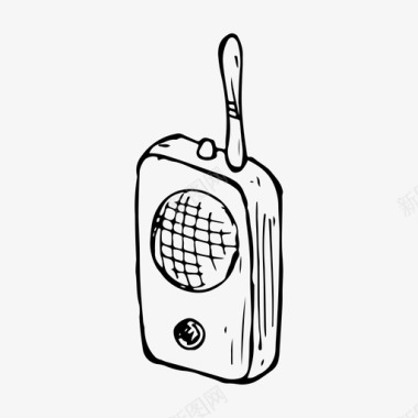 手绘手持式收发机电话收音机草图图标