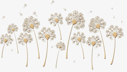 北欧现代简约金色蒲公英简洁工艺品摆件花瓶花艺术品素材