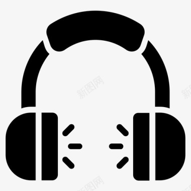 耳机音频设备音乐和多媒体字形图标图标