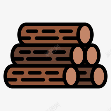 柴火烟熏柴火农场90线性颜色图标