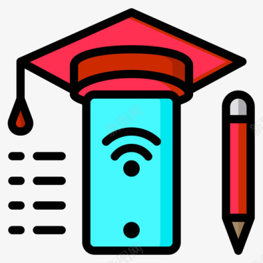 在线招投标智能手机在线教育55线性颜色图标