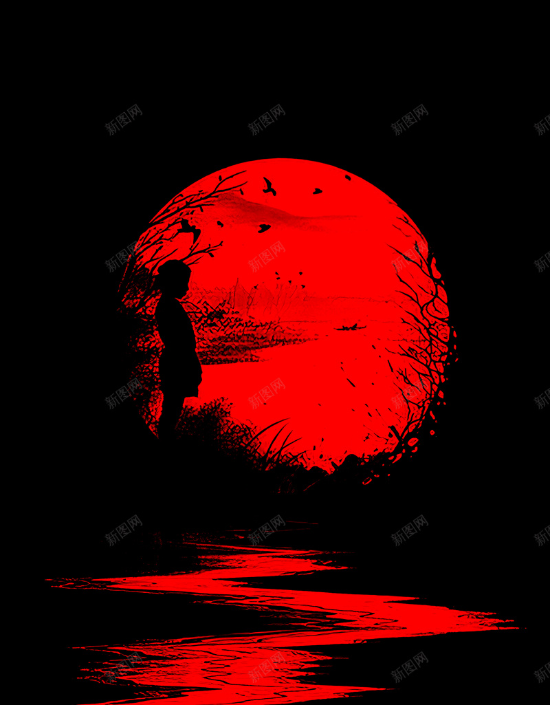 武士剪影之黑与红jpg设计背景_88icon https://88icon.com 武士 剪影 之 黑 与 红