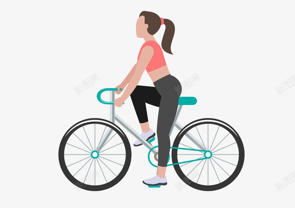 骑自行车健身的女孩png免抠素材_88icon https://88icon.com 运动 健身 健康 骑自行车
