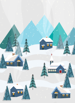 树房子手绘矢量冬天元素图高清图片