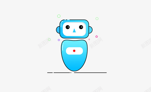 蓝色的可爱的蓝色小机器人图标