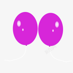 气球紫色漂浮高光PNG免扣两个素材
