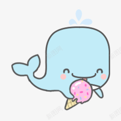 鲸鱼卡通吃冰激凌可爱免抠png免抠素材_88icon https://88icon.com 鲸鱼 卡通 可爱 冰激凌