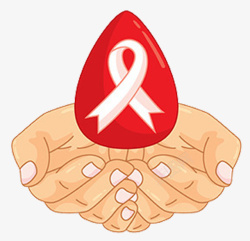 艾滋免抠防艾手捧心红丝带高清图片