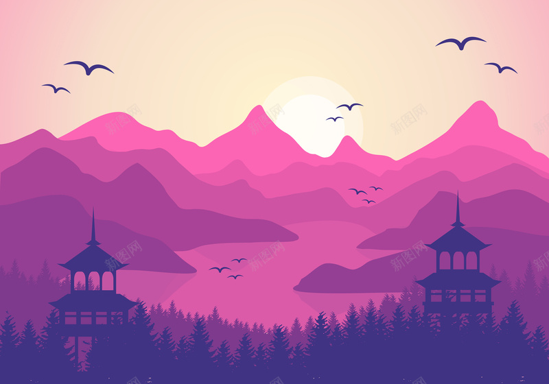 紫色唯美风景画册海报矢量背景素材eps设计背景_88icon https://88icon.com 建筑 唯美 梦幻 风景画册 风景海报 旅游海报 旅游宣传背景 矢量背景