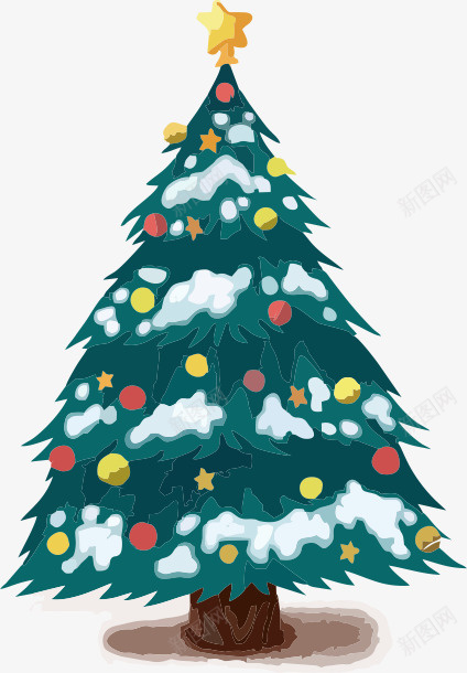 圣诞节手绘彩色圣诞树png免抠素材_88icon https://88icon.com 圣诞节 彩色圣诞树 手绘 礼物png 落雪圣诞树
