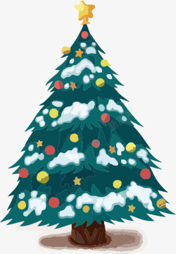 手绘圣诞树圣诞节手绘彩色圣诞树高清图片