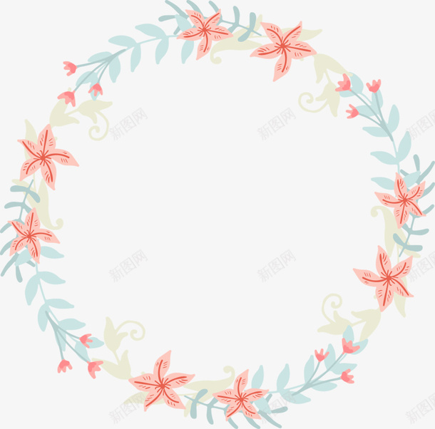鲜花花环手绘png免抠素材_88icon https://88icon.com 花环 手绘 边框 花环手绘