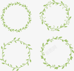 绿色花环花圈手绘素材