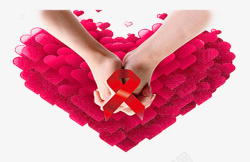 艾滋病背景免抠手捧爱心花瓣心高清图片