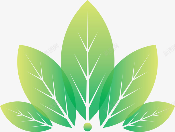 秋天的绿色树叶ai免抠素材_88icon https://88icon.com 绿色 树叶 植物 黄色 渐变