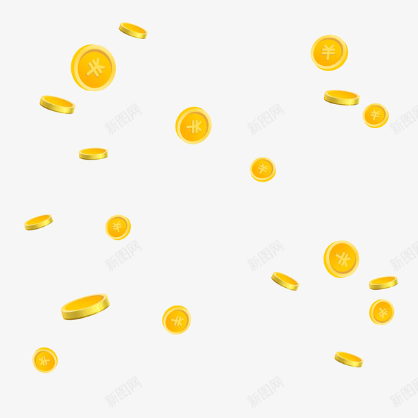 散落的金币钱币装饰元素png免抠素材_88icon https://88icon.com 装饰 货币 金币 钱币 飞扬的金币