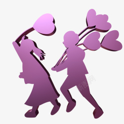 幸福的情侣紫色幸福情侣剪影高清图片