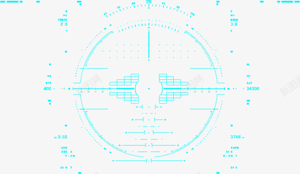蓝色HUD飞行器抬头显psd免抠素材_88icon https://88icon.com 蓝色 HUD 飞行器 抬头显 科幻