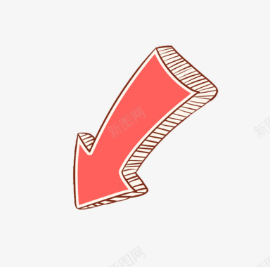 红色鱼红色卡通箭头图标