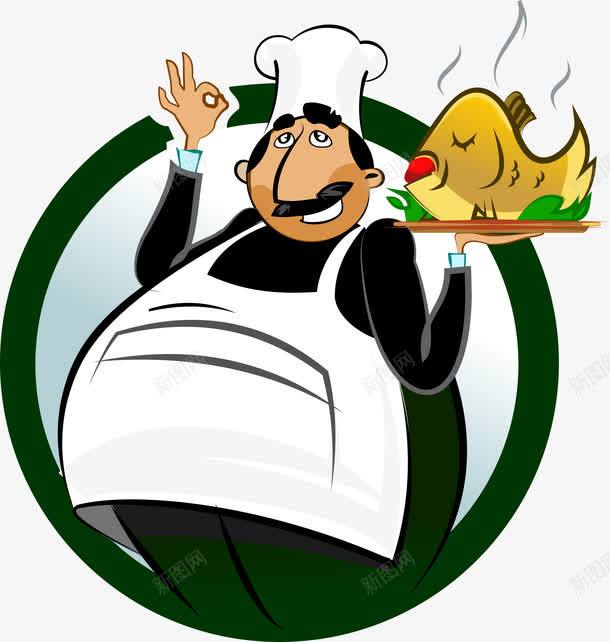厨师png免抠素材_88icon https://88icon.com 上菜 人物 创意设计 卡通 厨师 大厨 手势 手端着美味食物的卡通厨师 托着餐盘的厨师 端菜 鱼