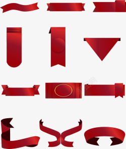 红色标题框缎带素材