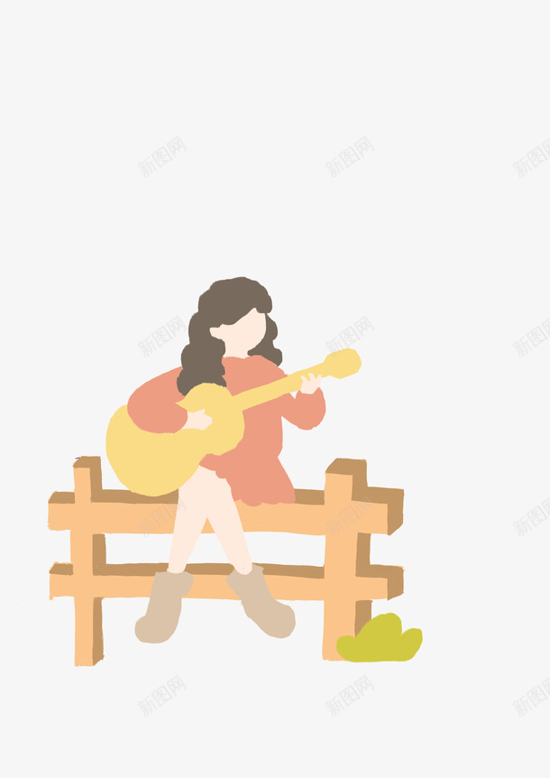 弹吉他的小女孩1png免抠素材_88icon https://88icon.com 吉他 小女孩 弹吉他 栅栏