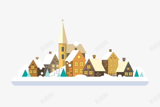 冬日雪景插画png免抠素材_88icon https://88icon.com 圣诞 冬天 下雪 雪景 插画 冬日