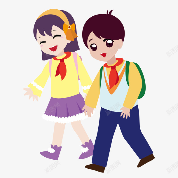 孩子放学回家png免抠素材_88icon https://88icon.com 女孩 男孩 上学 下学