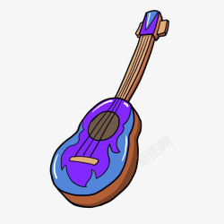 吉他蓝紫背景物品素材
