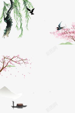 中国风花鸟树木元素素材