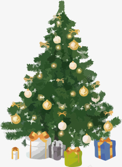 彩色抽象圣诞树圣诞节手绘彩色圣诞节礼物png高清图片