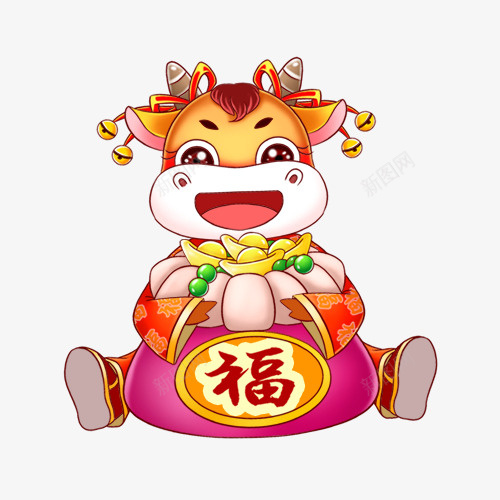 新年喜庆的牛png免抠素材_88icon https://88icon.com 新年 牛 插画 春节 喜庆