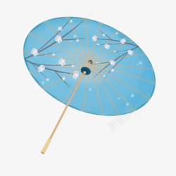 油纸伞蓝色清新素材