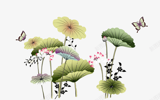 中国风水墨唯美意境荷花元素png免抠素材_88icon https://88icon.com 中国风 水墨 荷花 免扣