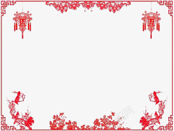 中国风红色灯笼花鸟免扣元素素材