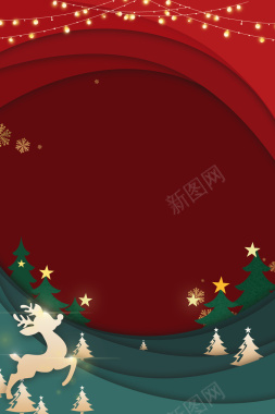 手绘剪纸装饰背景图圣诞元素背景