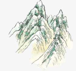 中国风手绘山水元素素材
