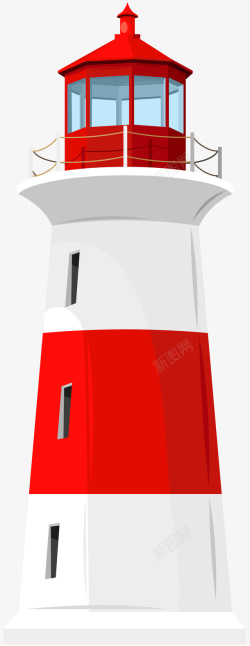 红白纹理灯塔素材