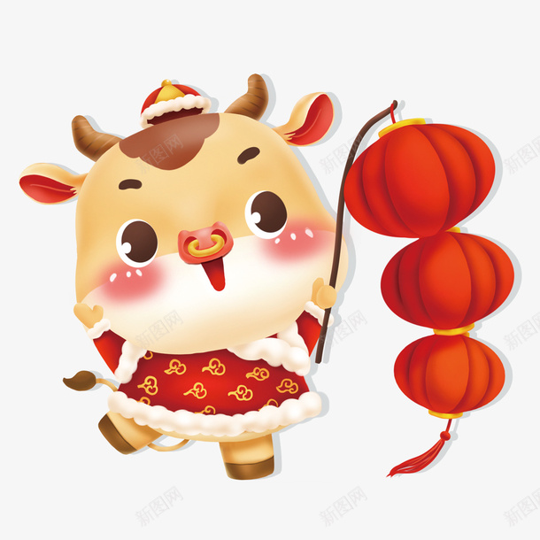 2021新年小牛7月png免抠素材_88icon https://88icon.com 新年 红色 小牛 七月