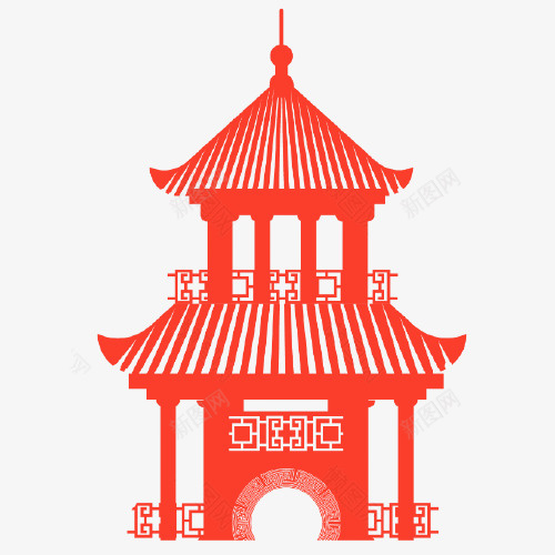 中国风古建筑剪纸元素png免抠素材_88icon https://88icon.com 中国风 古建筑 剪纸 元素