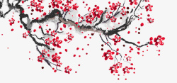 中国风手绘梅花红梅背景素材