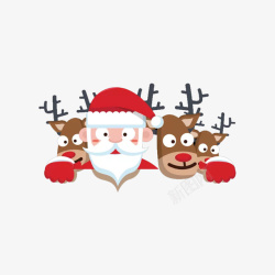 奔跑的圣诞鹿圣诞老人和三只小鹿高清图片