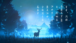 林中林中蓝色微光夜景高清图片