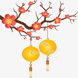 中国传统新年装饰灯笼梅花素材